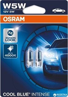 Лампочка(комплект 2шт.) голубая габаритная W5W,12V/5W. Производитель: Osram. 